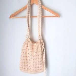 Ivory crochet shoulder handbag